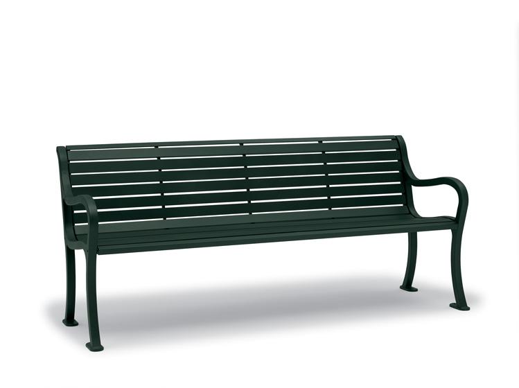 Slat Covington Bench with Back/Arms 6' (1,83m) Portable/Surface Mount - Benches