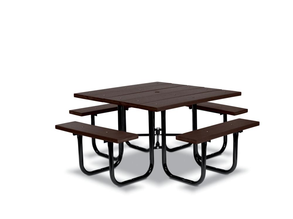 Square Recycled Plastic Table with Four Seats (Portable) - Picnic Tables, Site Furnishings